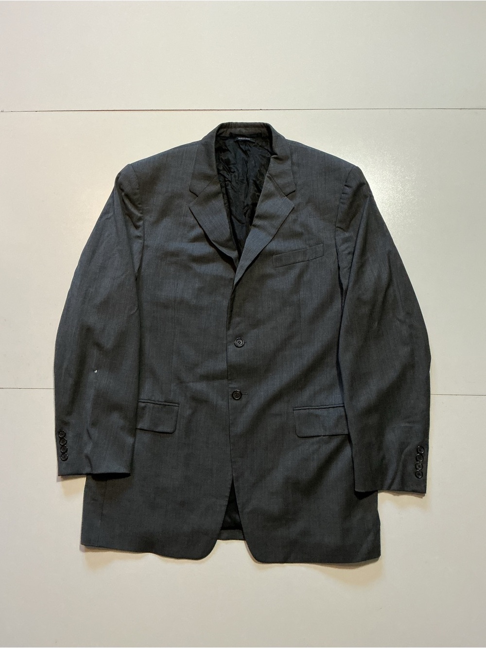 Prada Milano Made In Italy 2 Button 100% Virgin Wool Gray Striped Blazer Jacket